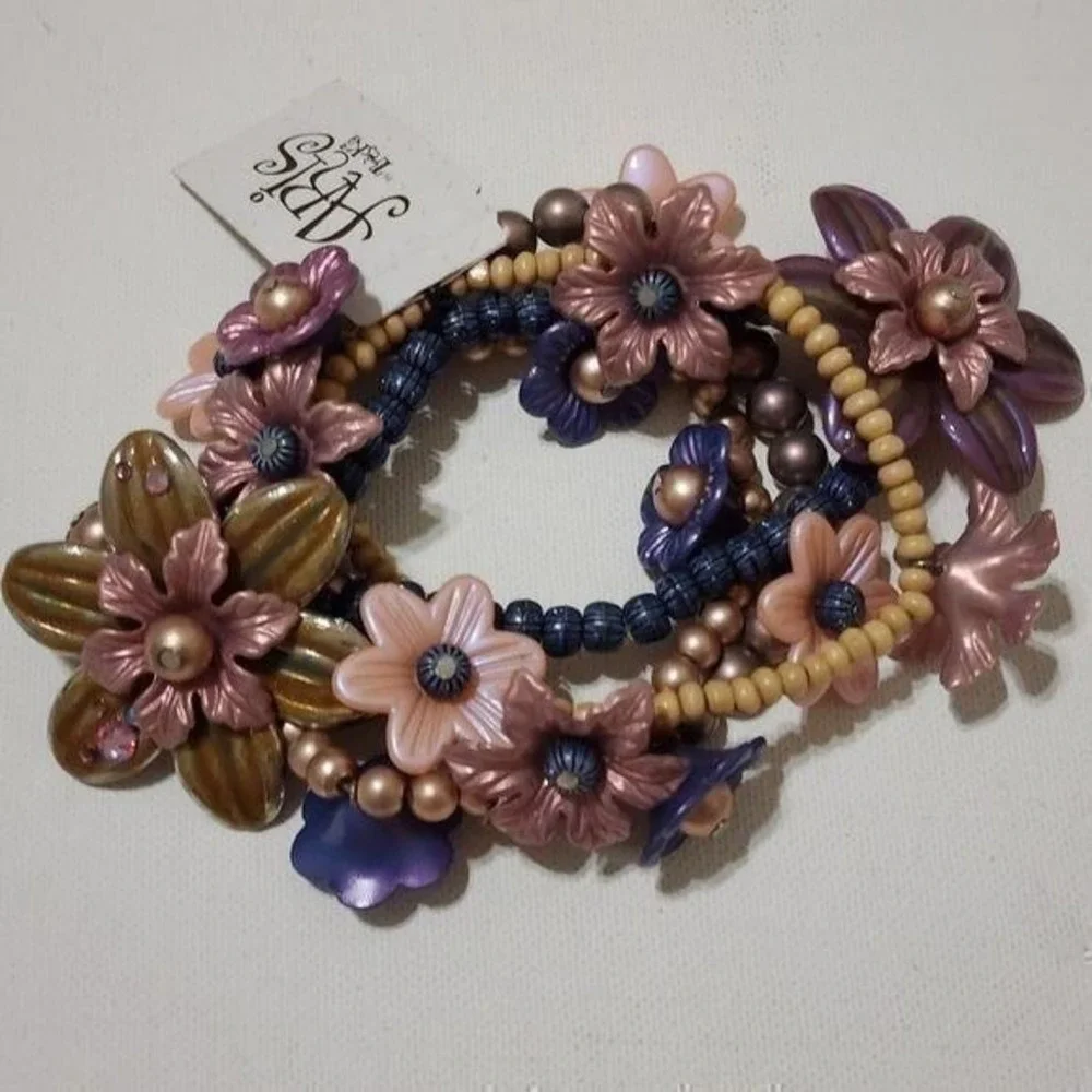 Treska flower beaded bracelet‎ bundle lot new!!!